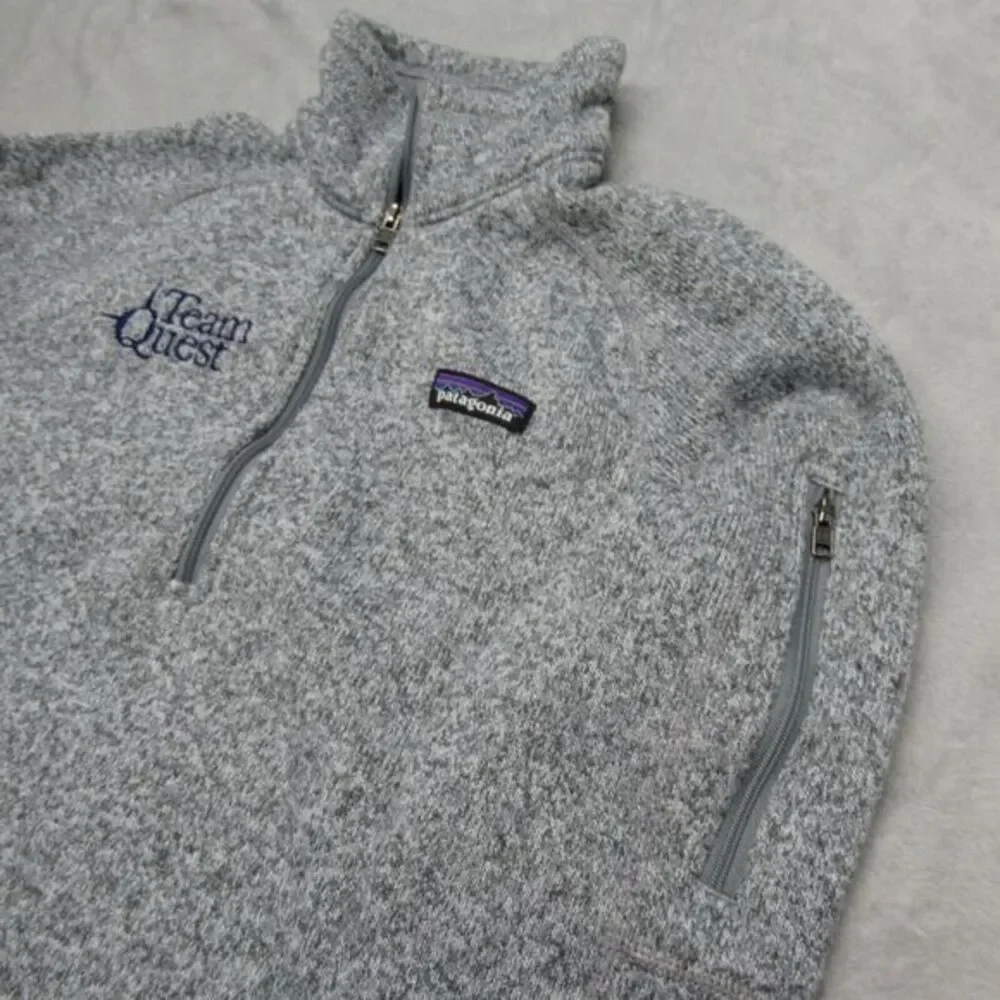 Patagonia Better Sweater Womens Small Gray Knitted Fleece 1/4 Zip‎ Pullover Logo